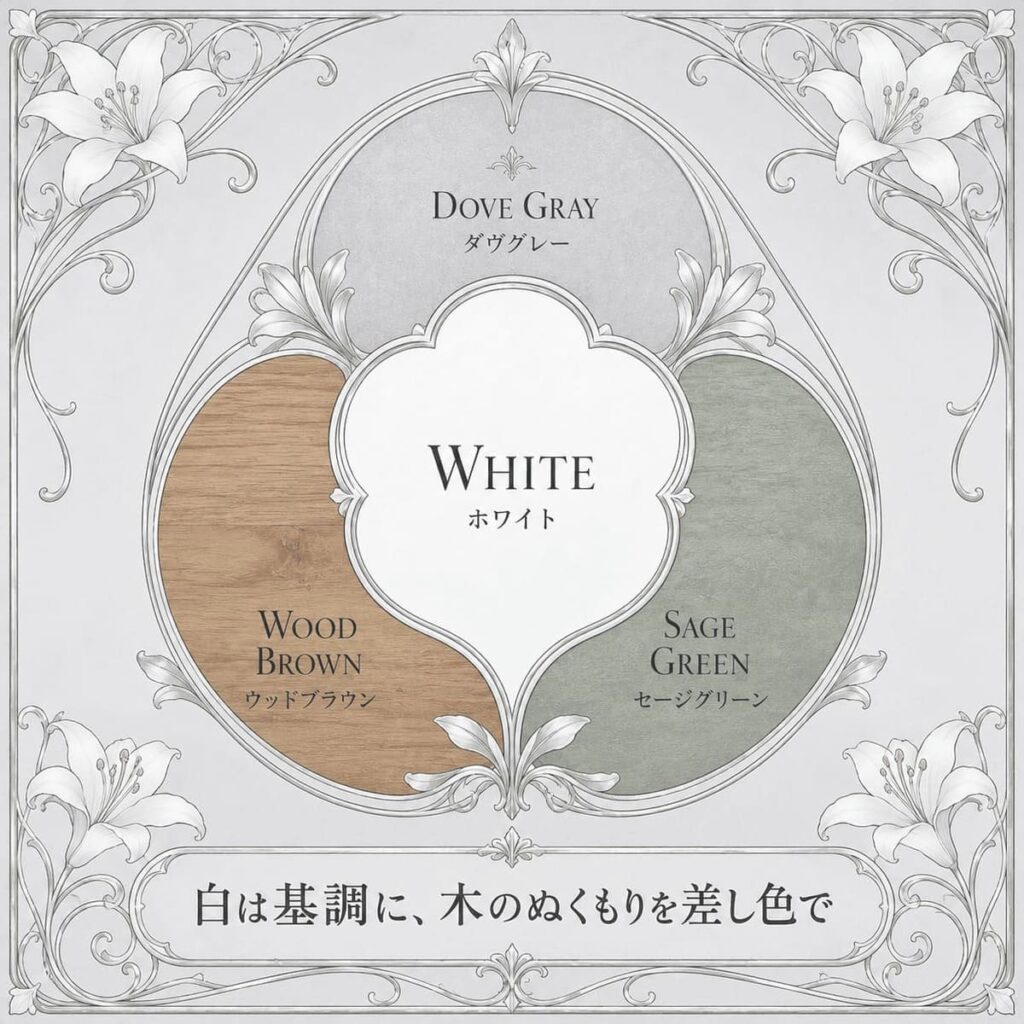 白色の素材と温度感の組み合わせ